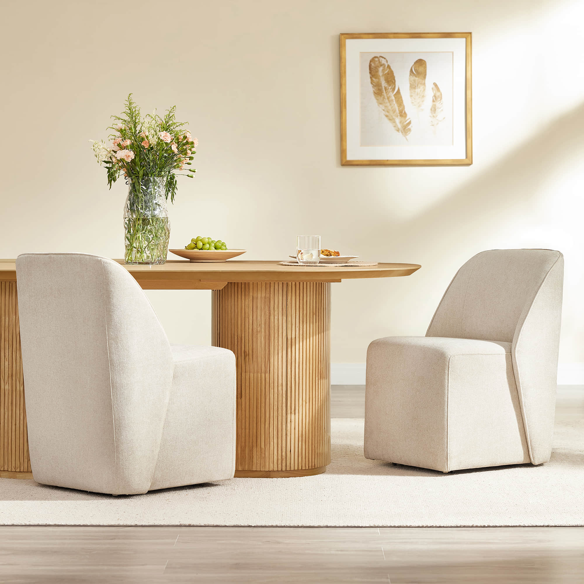 Soren Leather Rolling Dining Chair with Caster Base (Set of 2) - Image 31