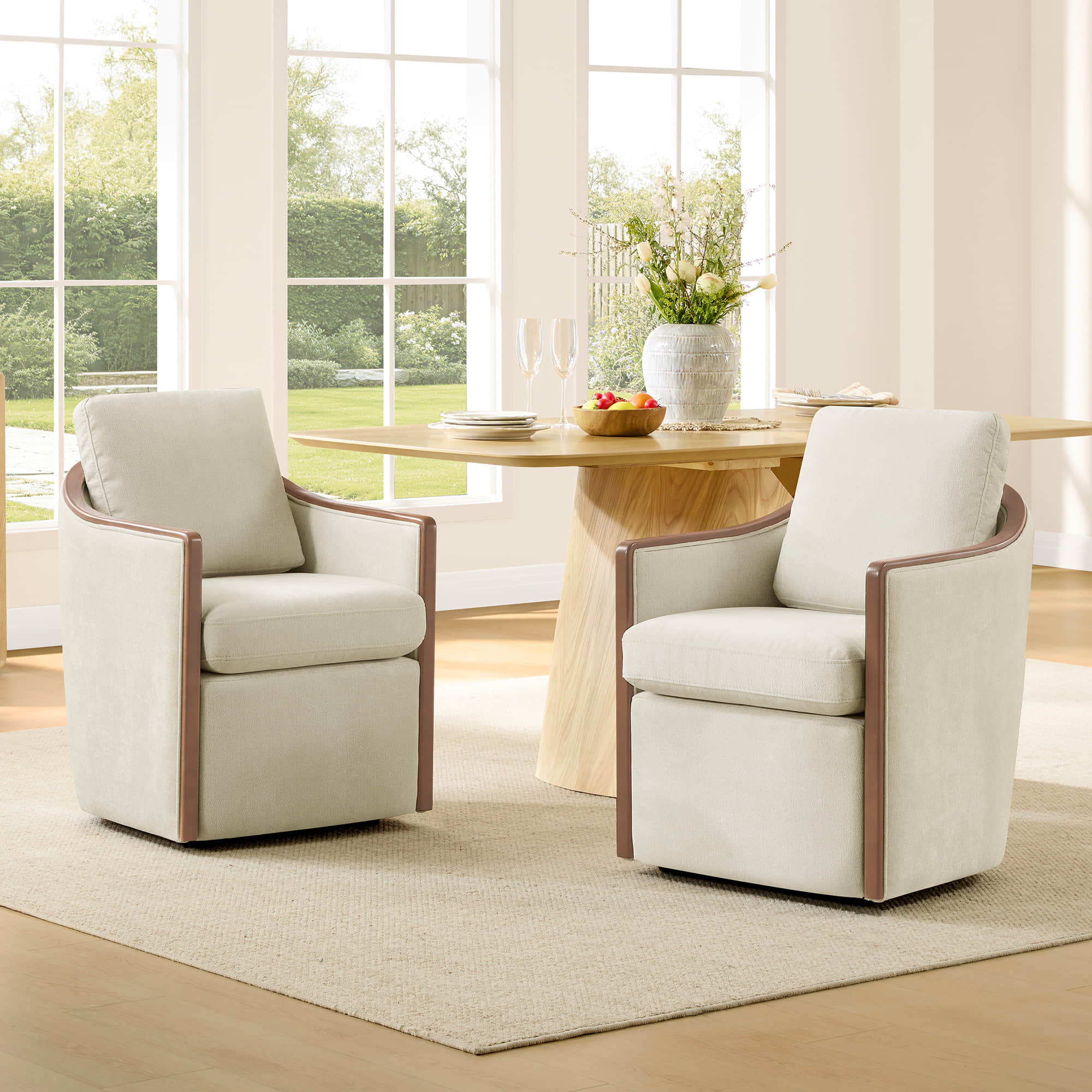 Talia Performance Boucle Rolling Dining Chair (Set of 2) - Image 11