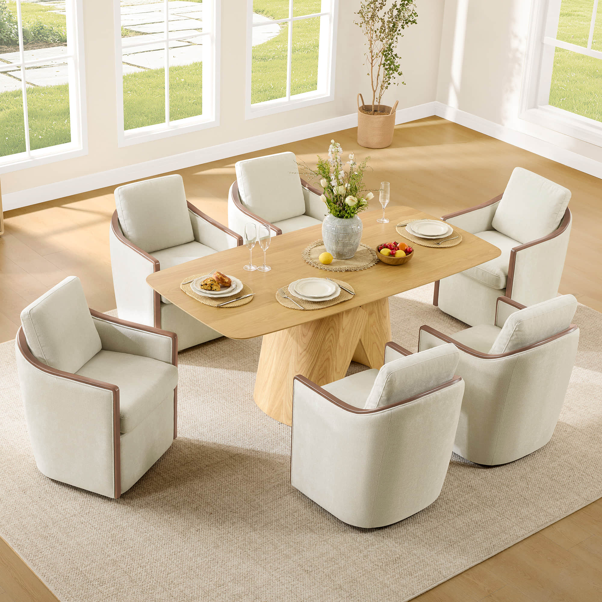 Talia Performance Boucle Rolling Dining Chair (Set of 2) - Image 12