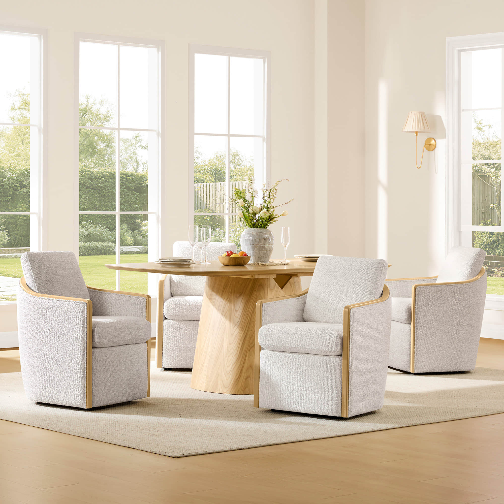 Talia Performance Boucle Rolling Dining Chair (Set of 2) - Image 4