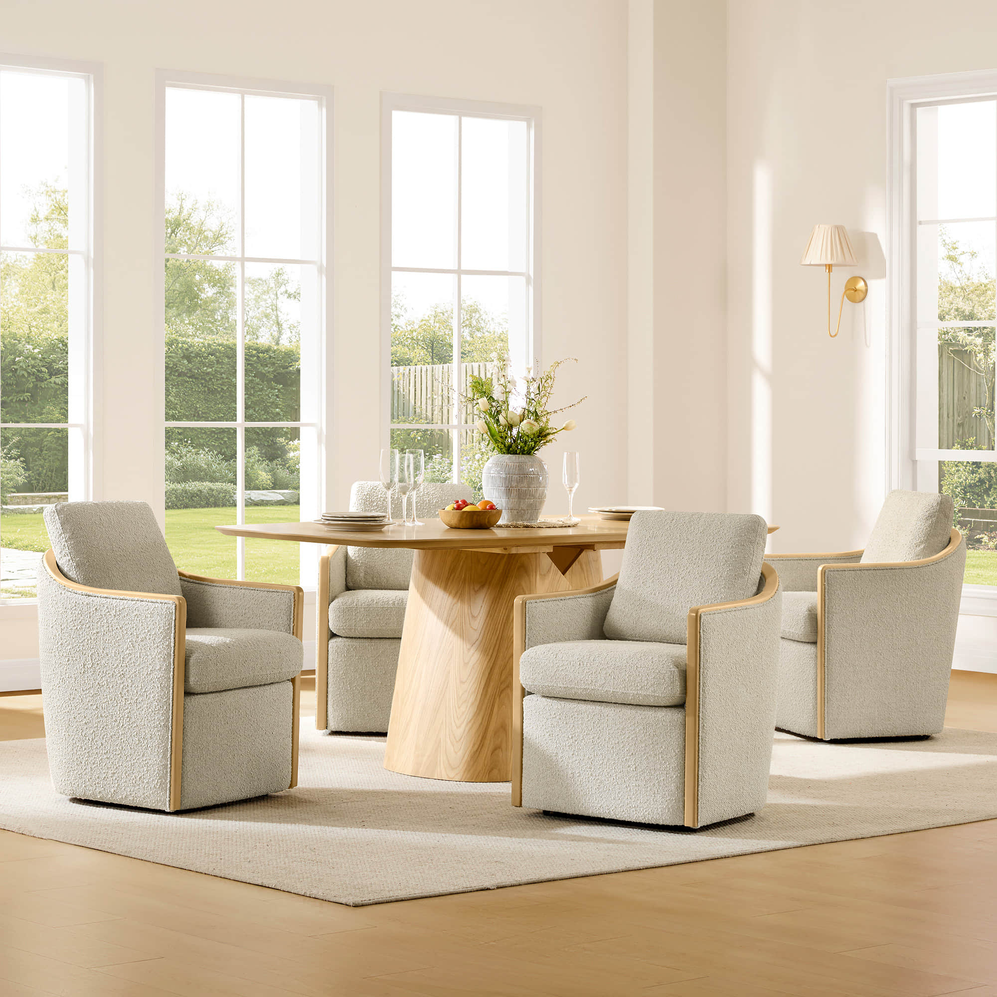 Talia Performance Boucle Rolling Dining Chair (Set of 2) - Image 5