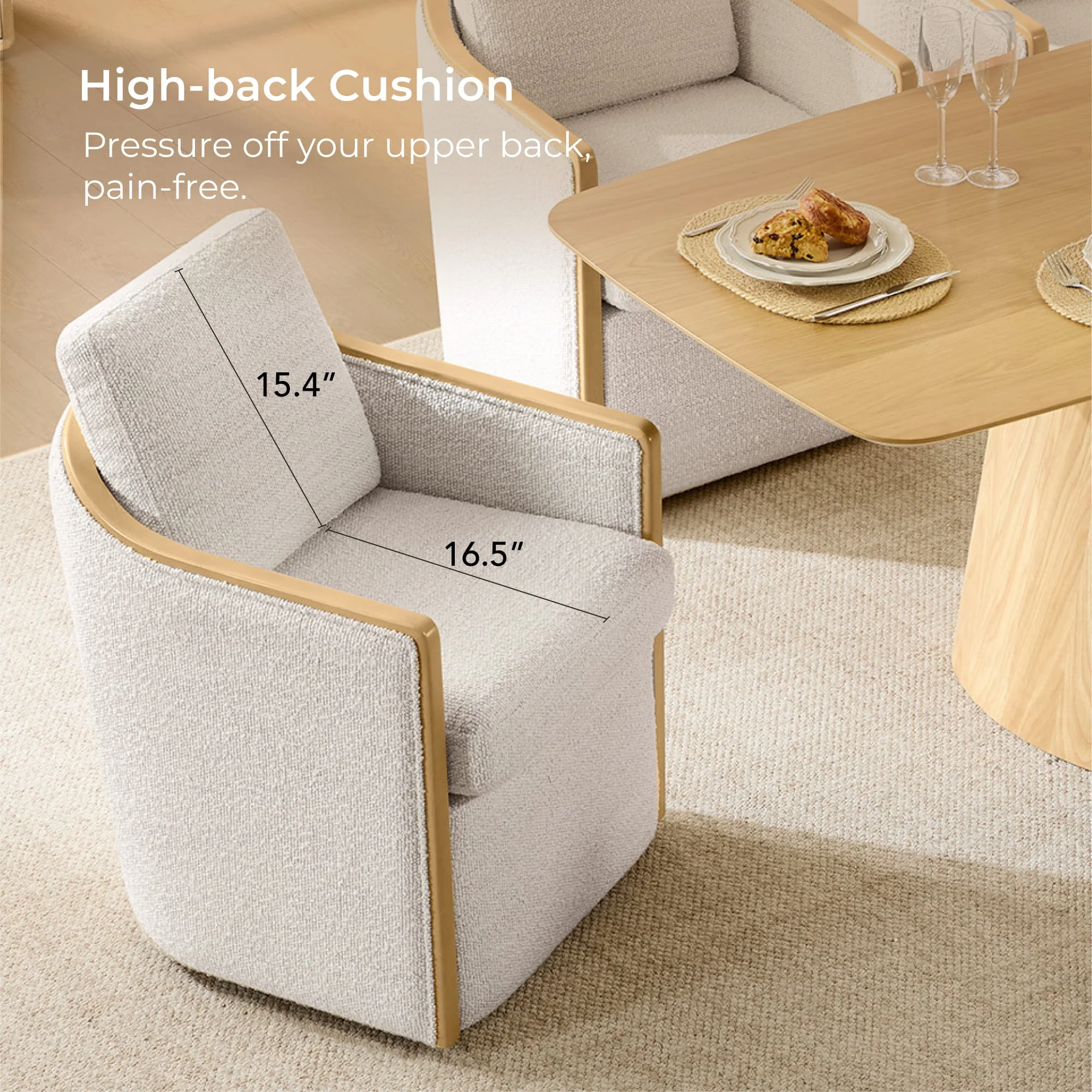 Talia Performance Boucle Rolling Dining Chair (Set of 2) - Image 52