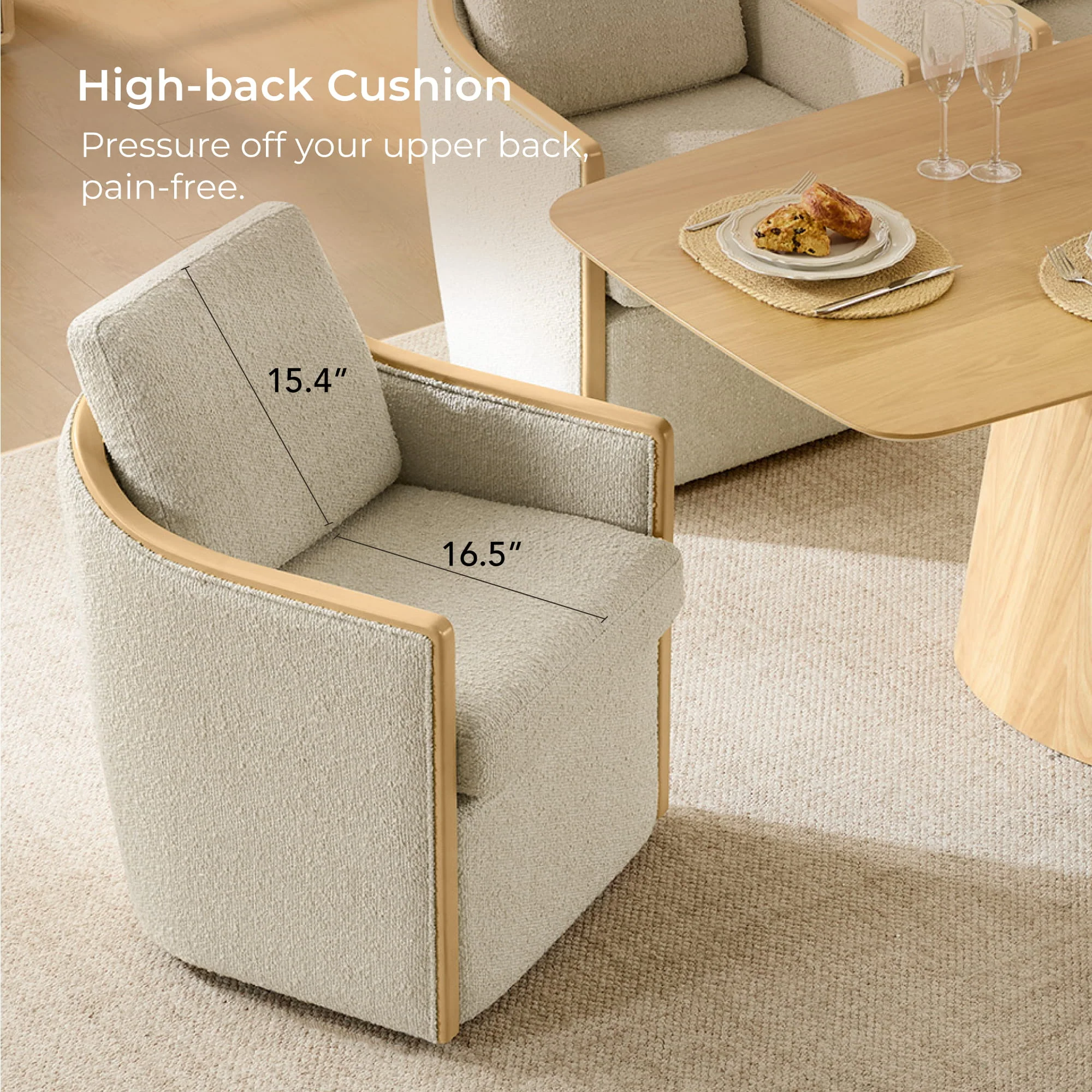 Talia Performance Boucle Rolling Dining Chair (Set of 2) - Image 58