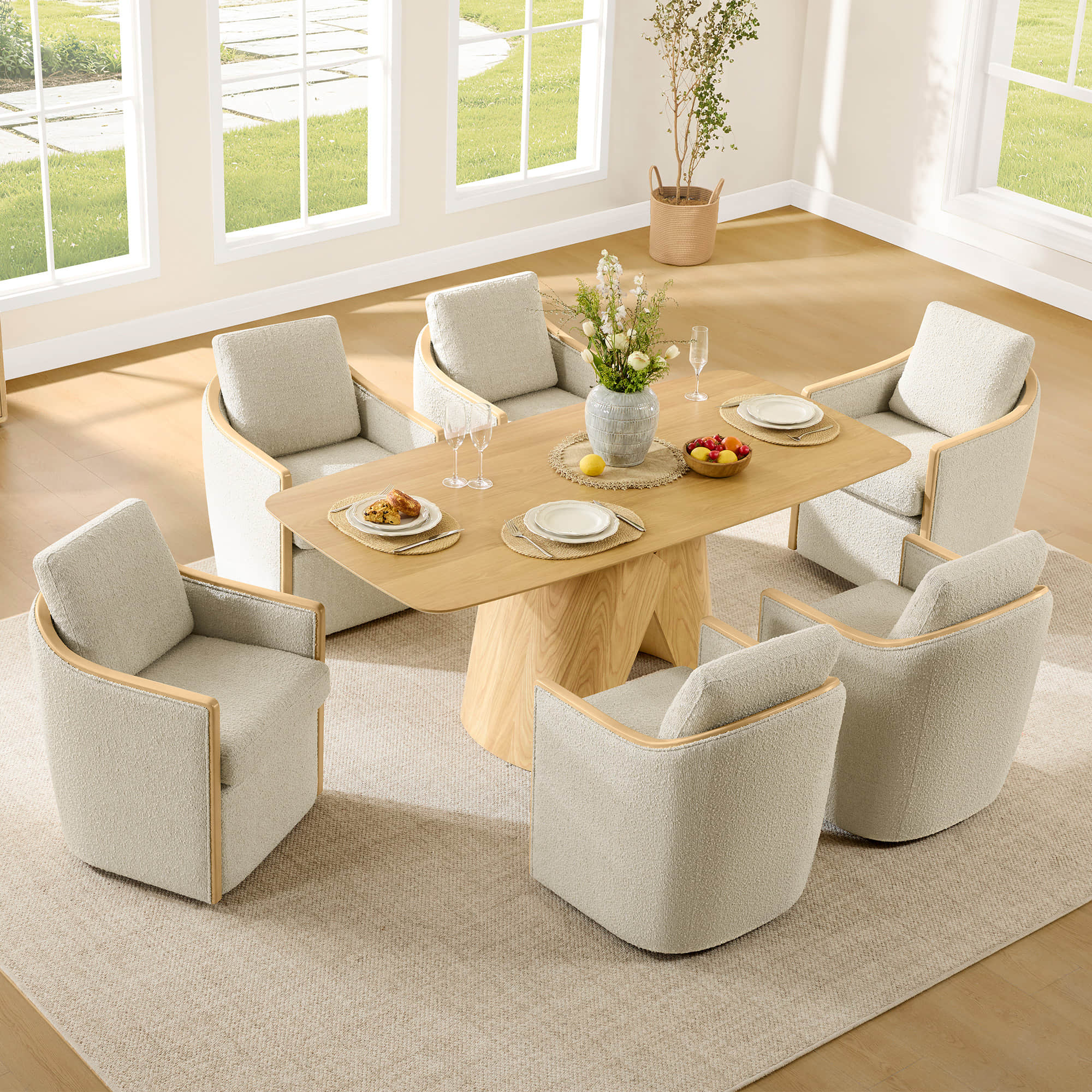 Talia Performance Boucle Rolling Dining Chair (Set of 2) - Image 6