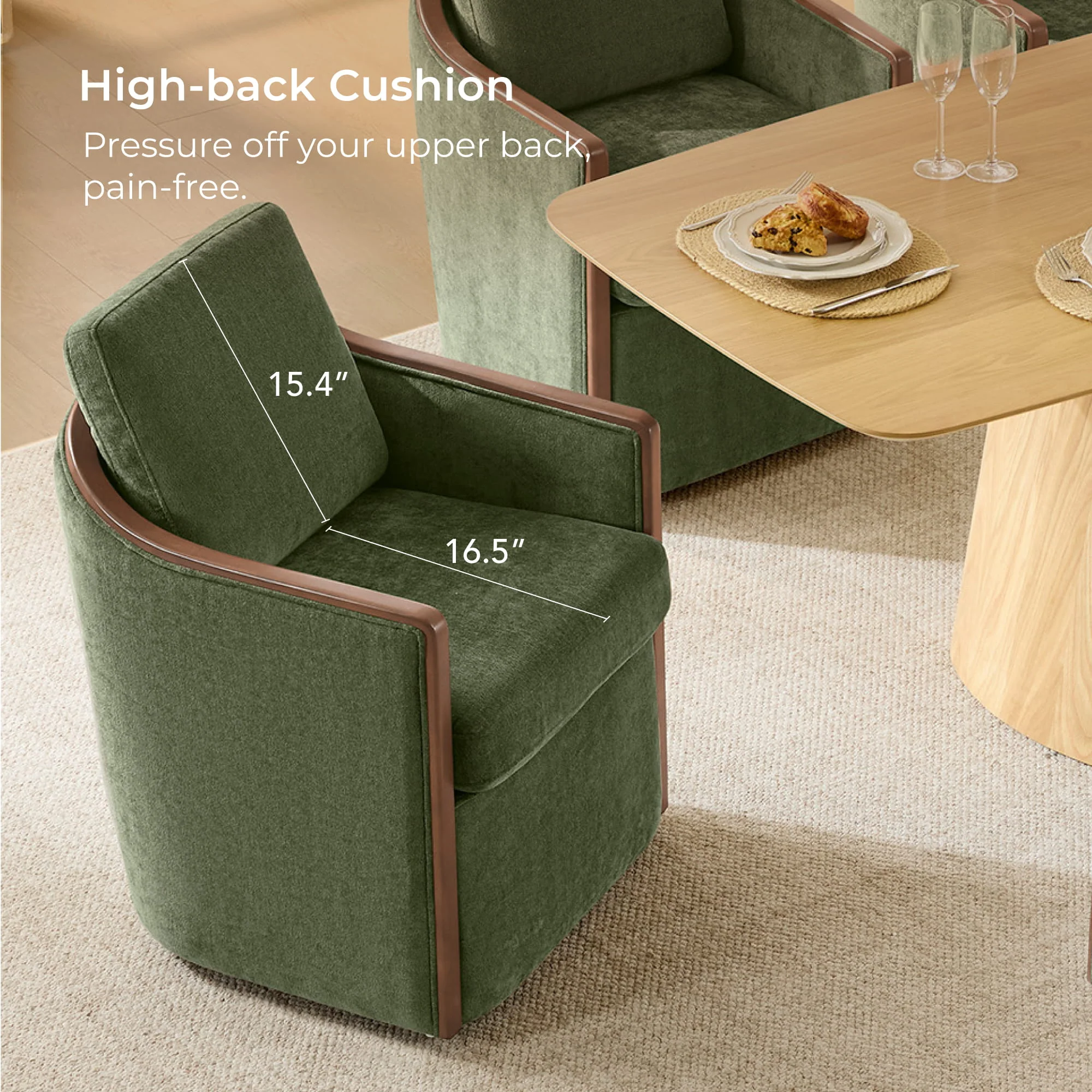 Talia Performance Boucle Rolling Dining Chair (Set of 2) - Image 64
