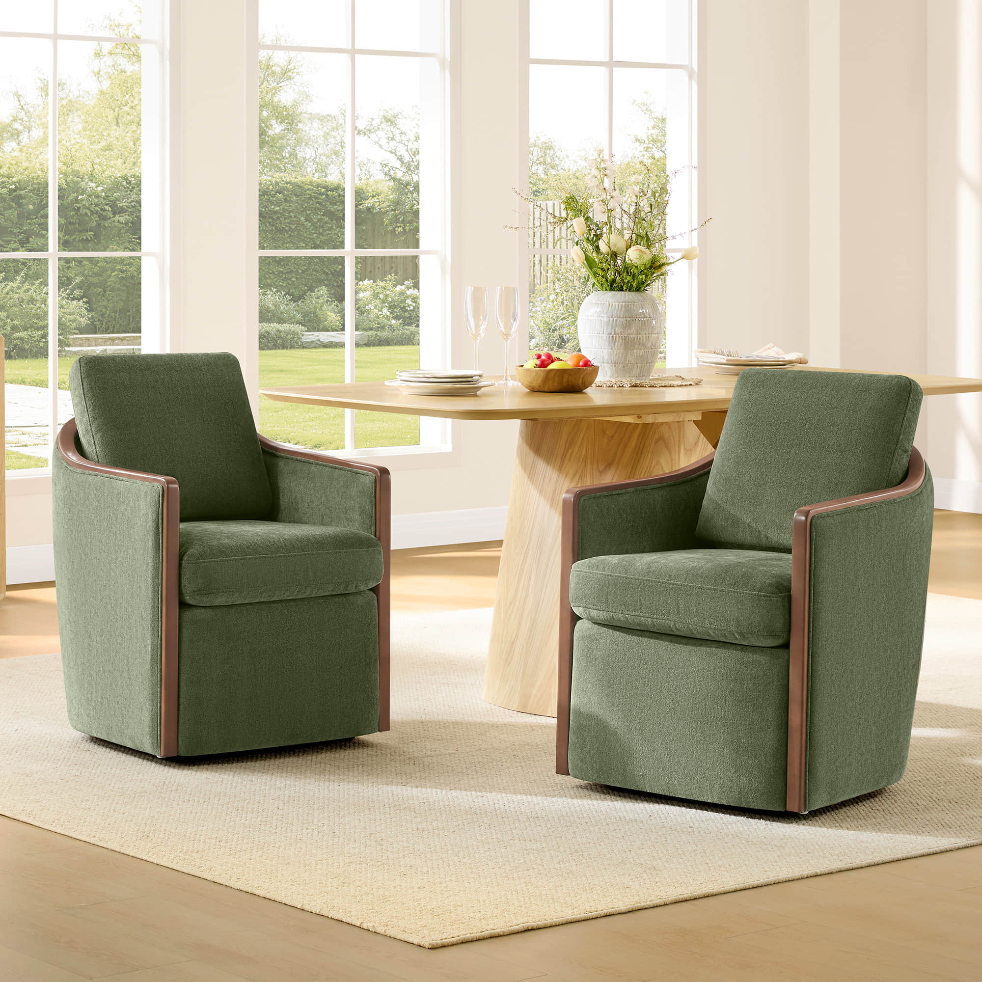 Talia Performance Boucle Rolling Dining Chair (Set of 2) - Image 8