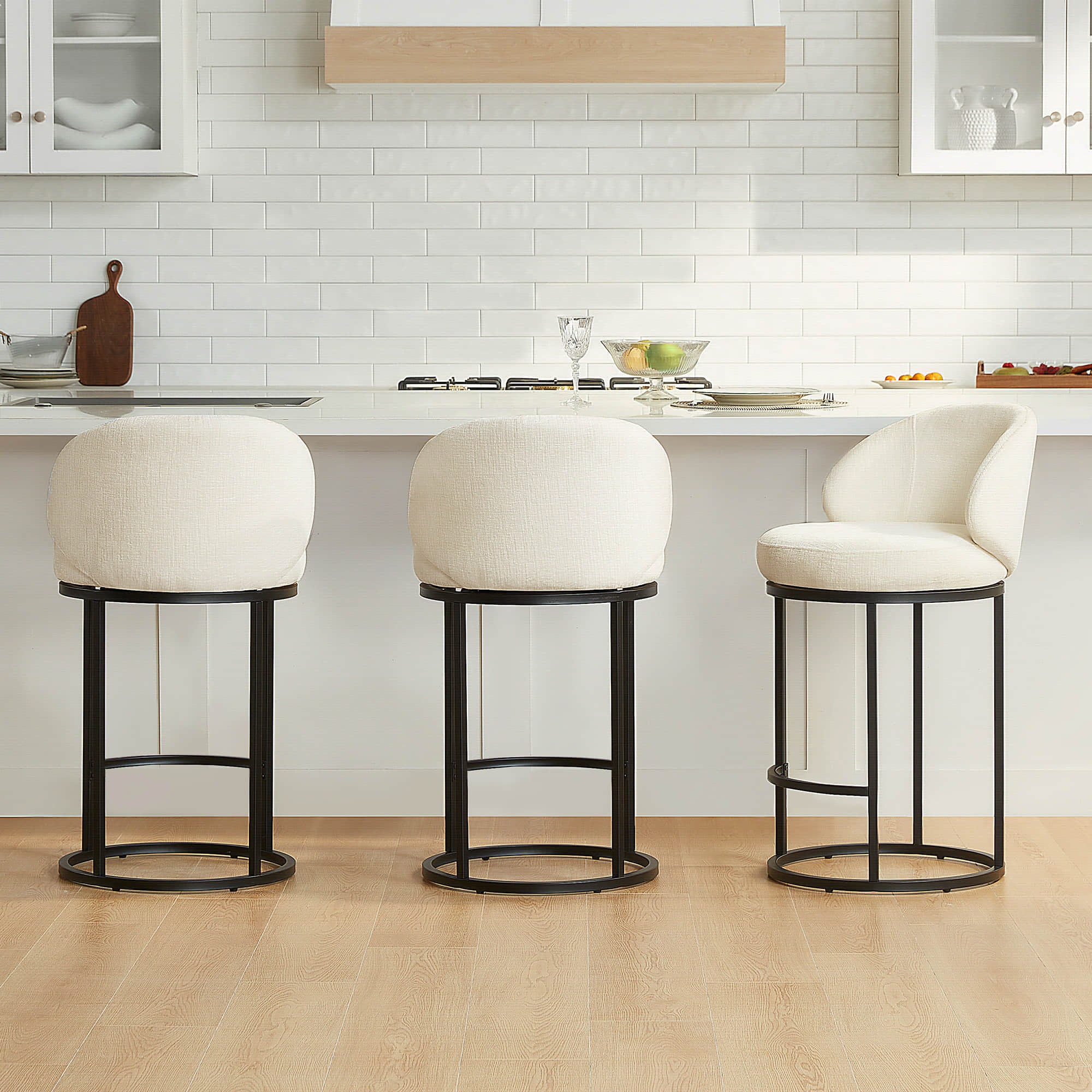 Tanya Modern Chenille Swivel Counter Stool (Set of 2) - Image 38
