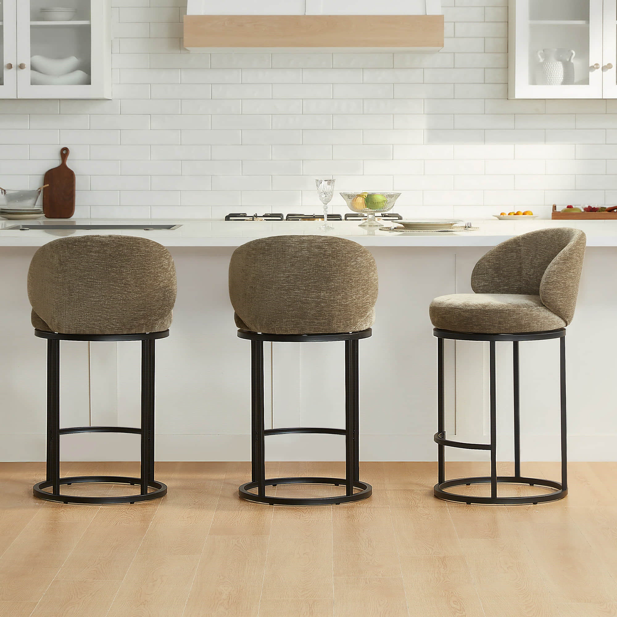 Tanya Modern Chenille Swivel Counter Stool (Set of 2) - Image 39
