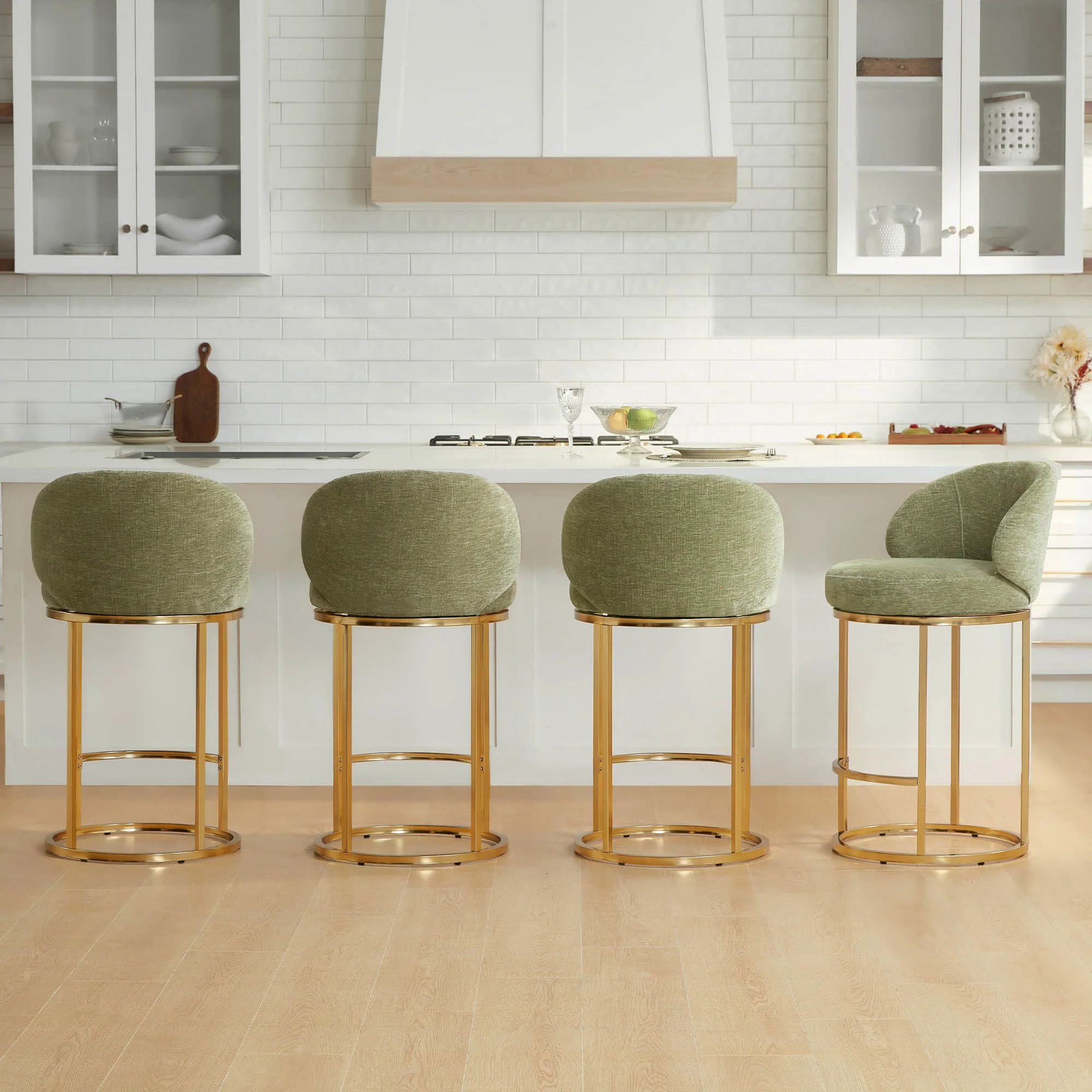 Tanya Modern Chenille Swivel Counter Stool (Set of 2) - Image 47