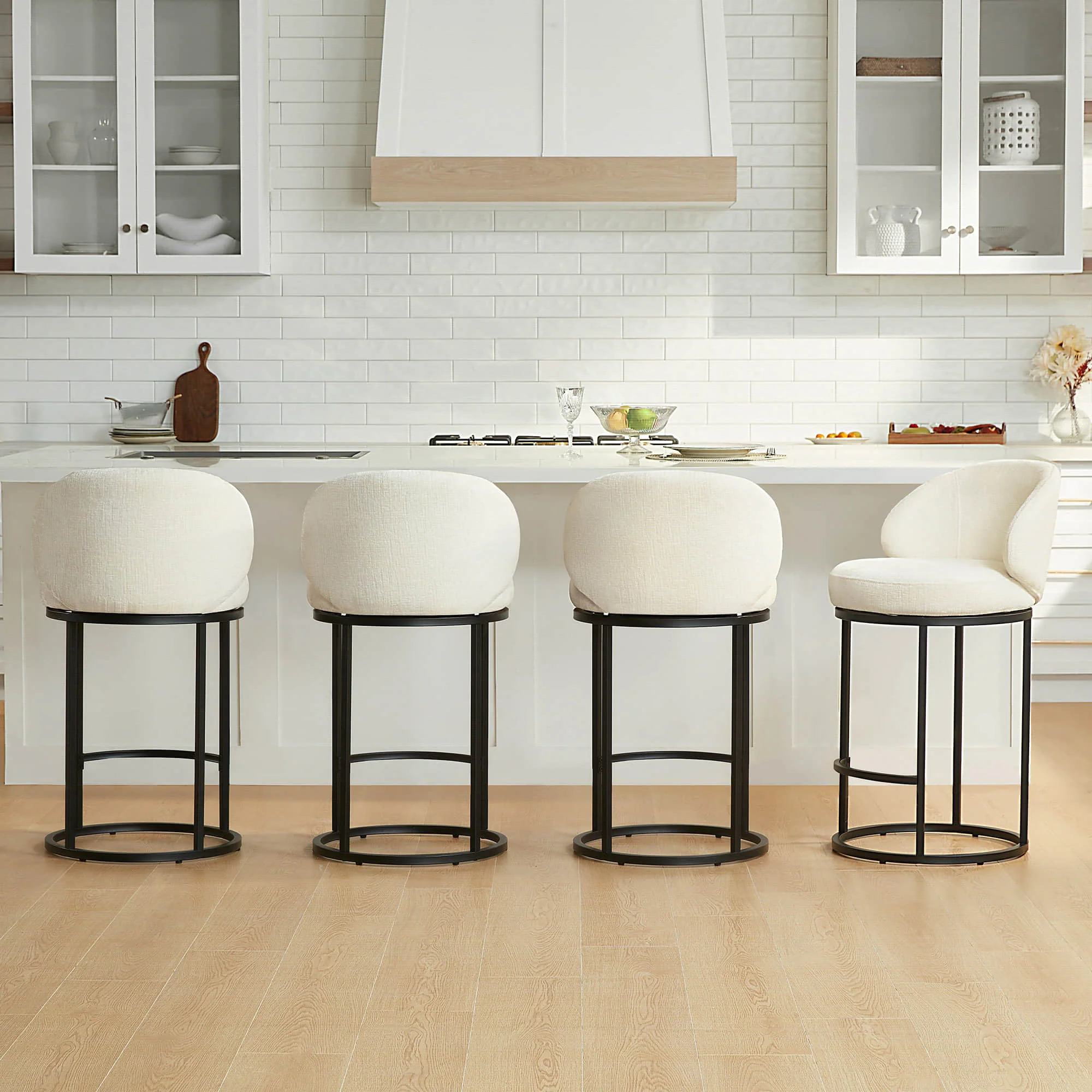 Tanya Modern Chenille Swivel Counter Stool (Set of 2) - Image 49