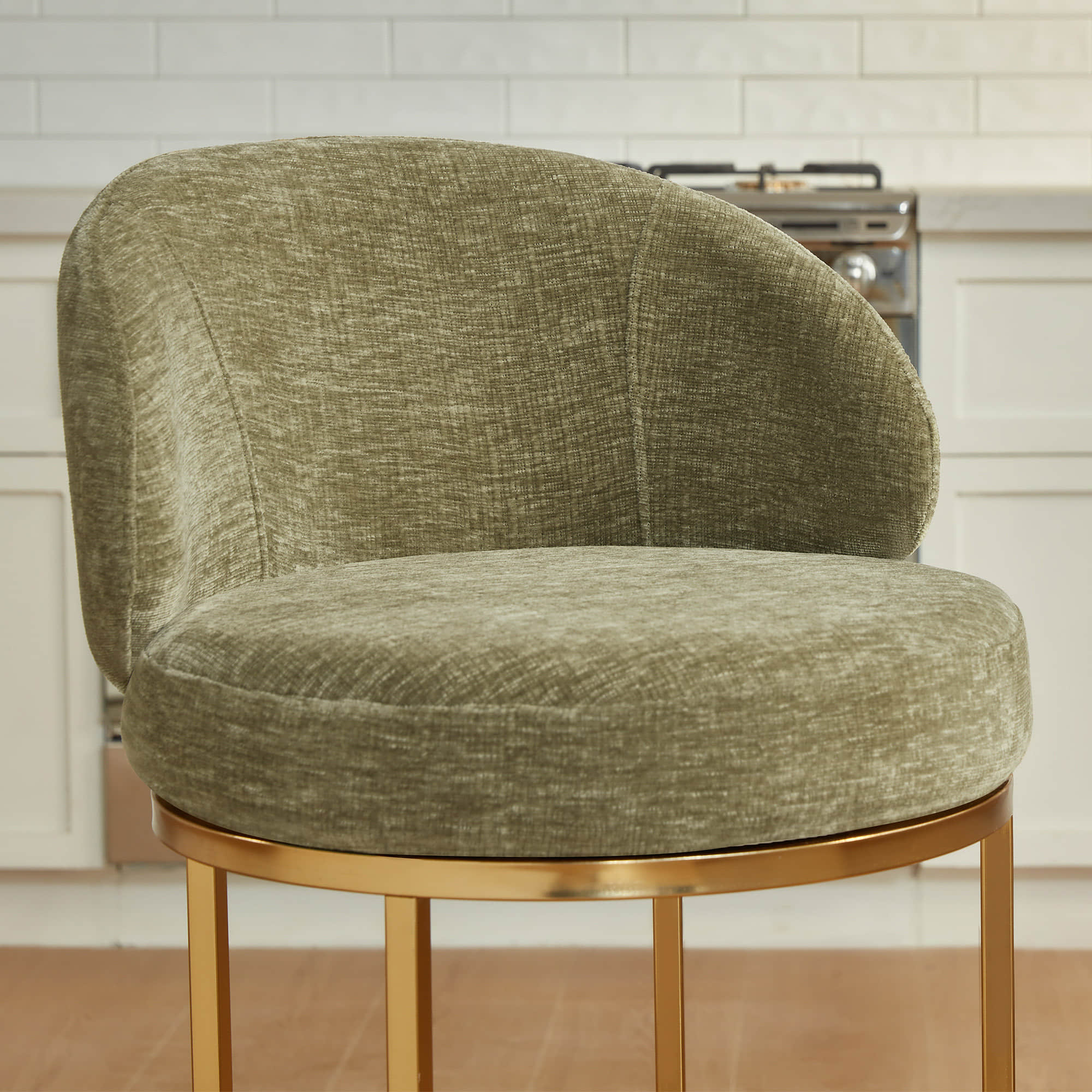 Tanya Modern Chenille Swivel Counter Stool (Set of 2) - Image 50