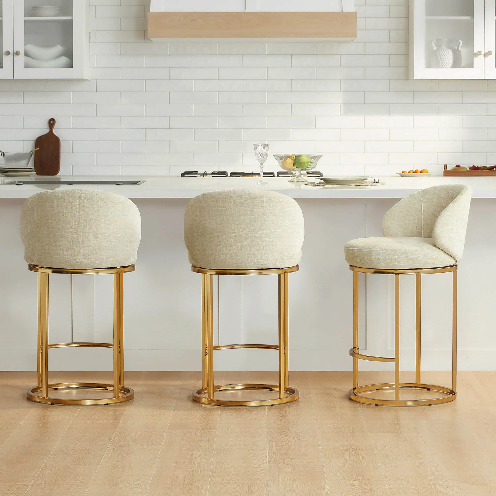 Tanya Modern Chenille Swivel Counter Stool (Set of 2) - Image 55