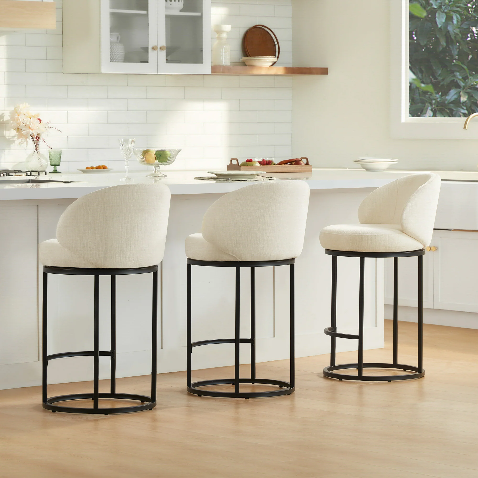 Tanya Modern Chenille Swivel Counter Stool (Set of 2) - Image 65