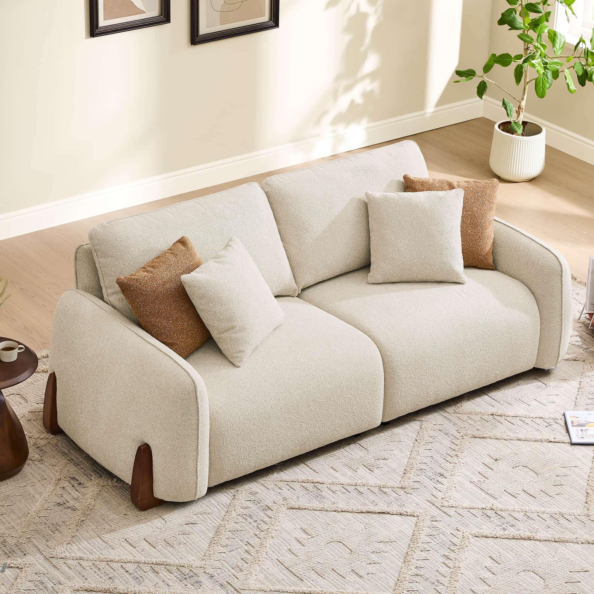 Teleri 2-seat Modular Curved Sofa with Wood Leg - Image 4