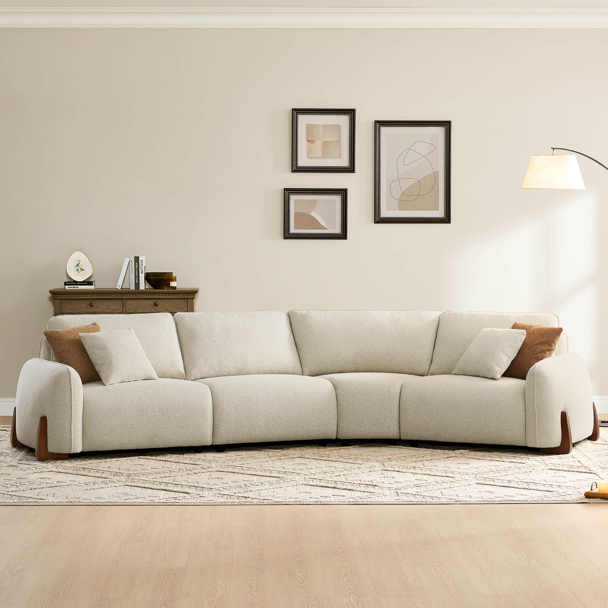 Teleri 4-seat Modular Curved Sofa with Wood Leg - Image 7