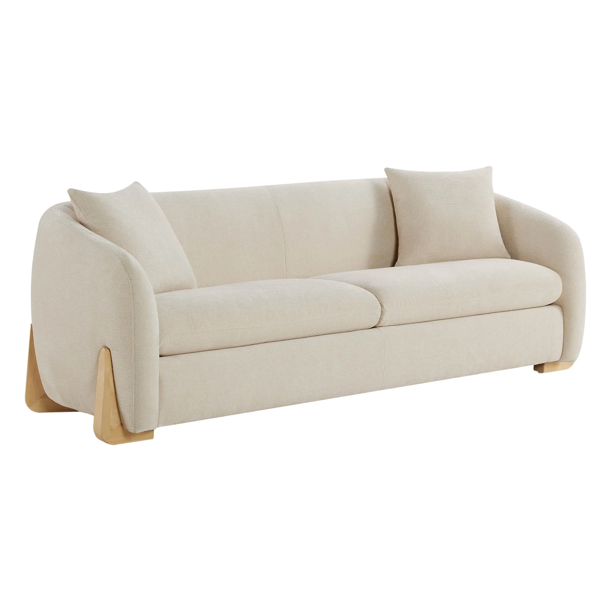 Teleri Modern Curved Chenille Sofa with Solid Birch Wood Legs - Image 21
