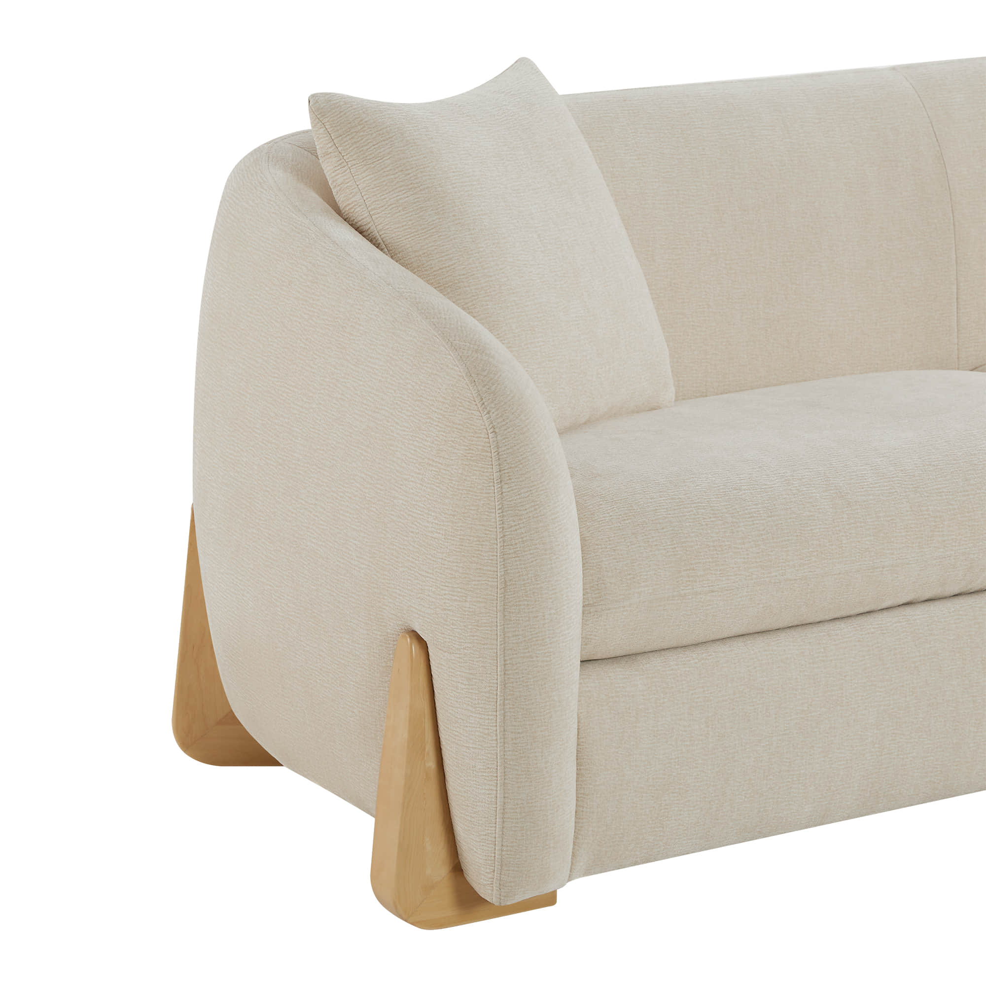 Teleri Modern Curved Chenille Sofa with Solid Birch Wood Legs - Image 25