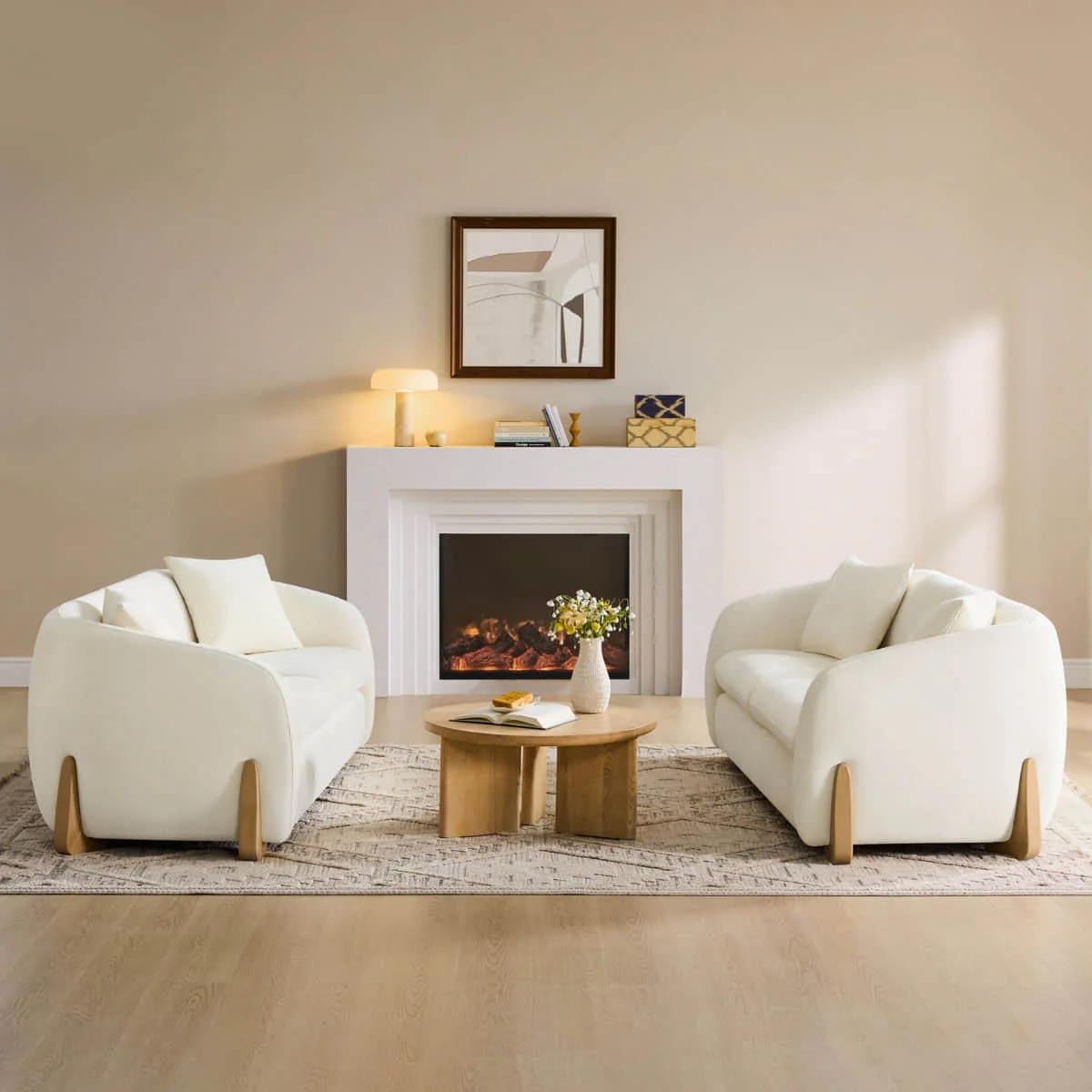 Teleri Modern Curved Chenille Sofa with Solid Birch Wood Legs - Image 5