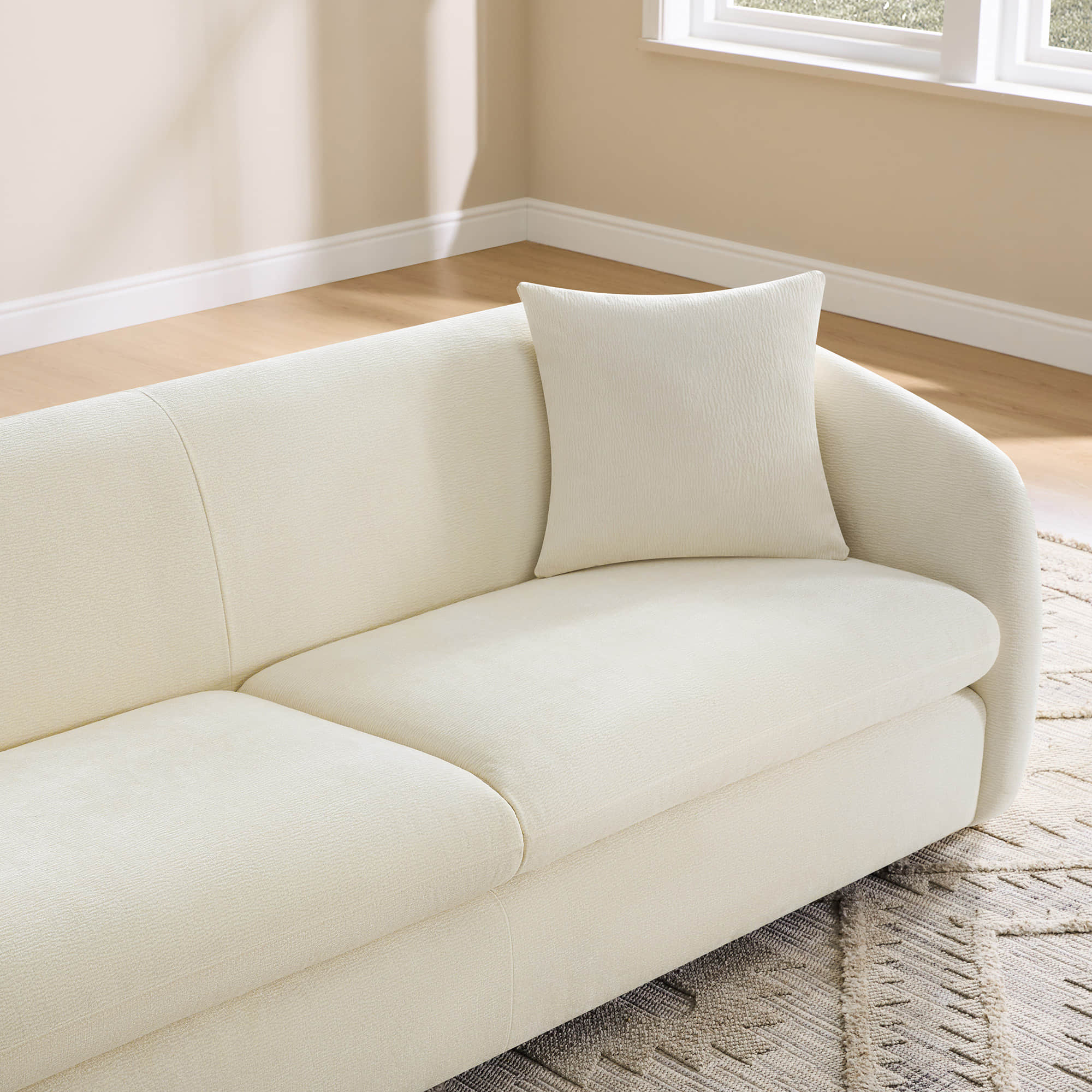 Teleri Modern Curved Chenille Sofa with Solid Birch Wood Legs - Image 6