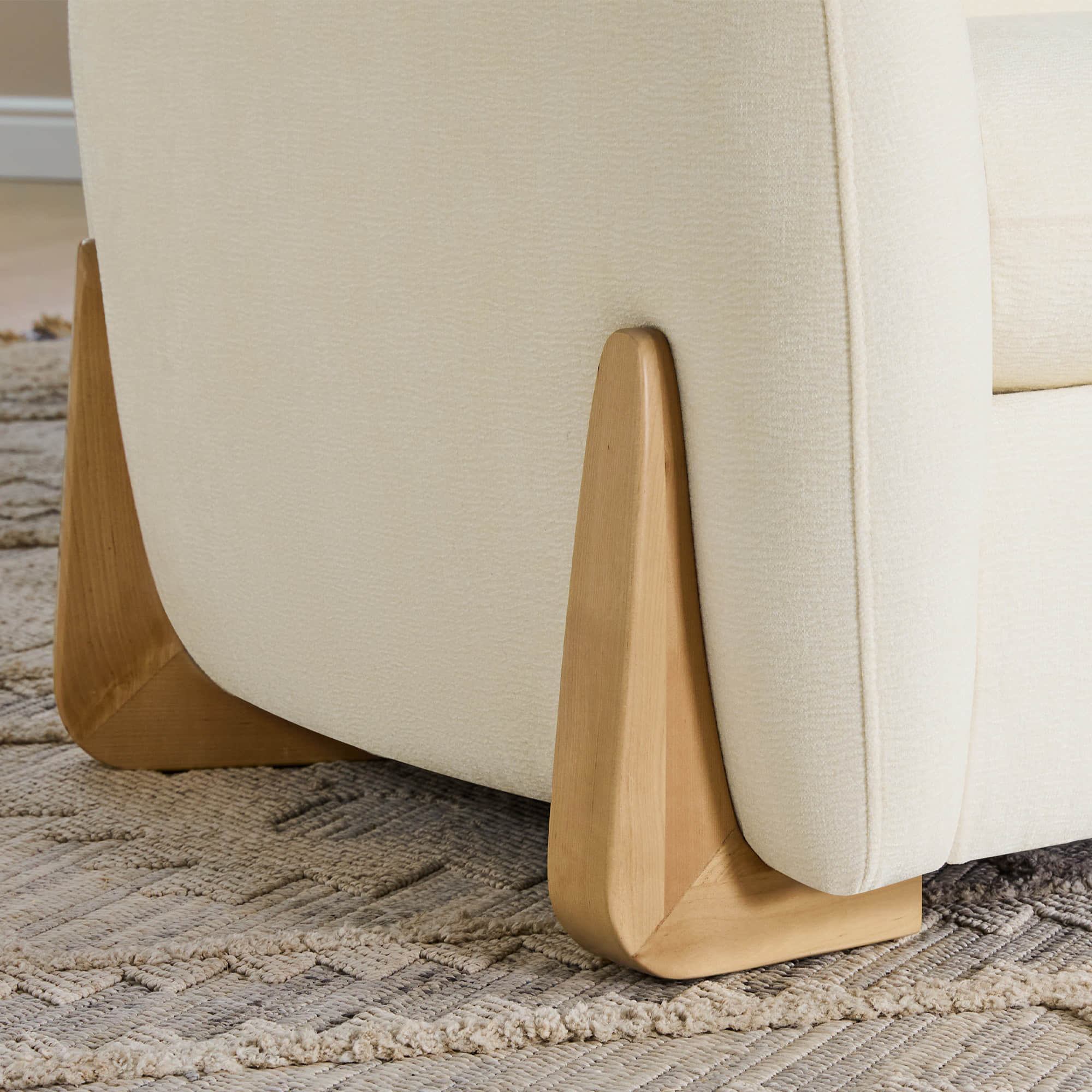 Teleri Modern Curved Chenille Sofa with Solid Birch Wood Legs - Image 7