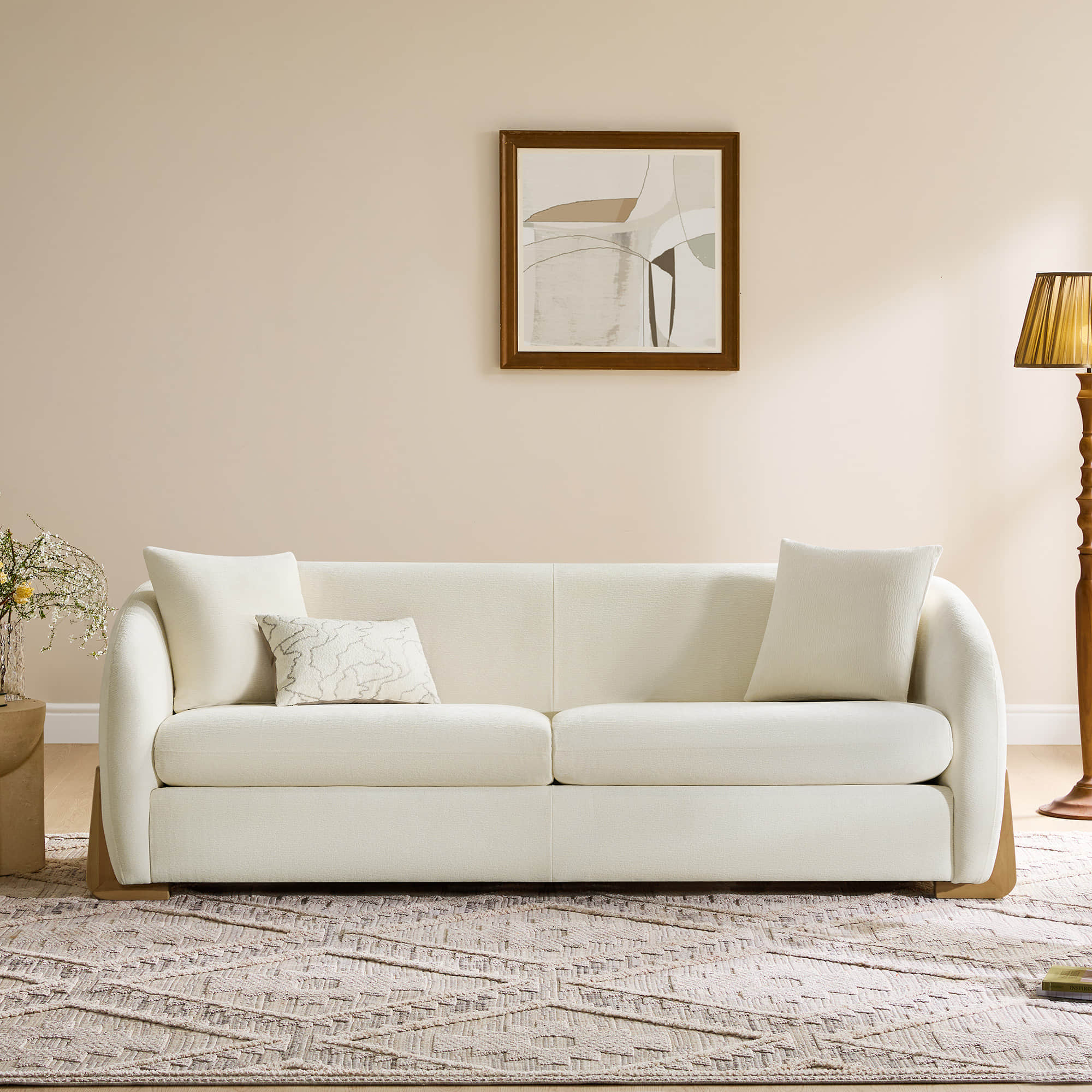 Teleri Modern Curved Chenille Sofa with Solid Birch Wood Legs - Image 9