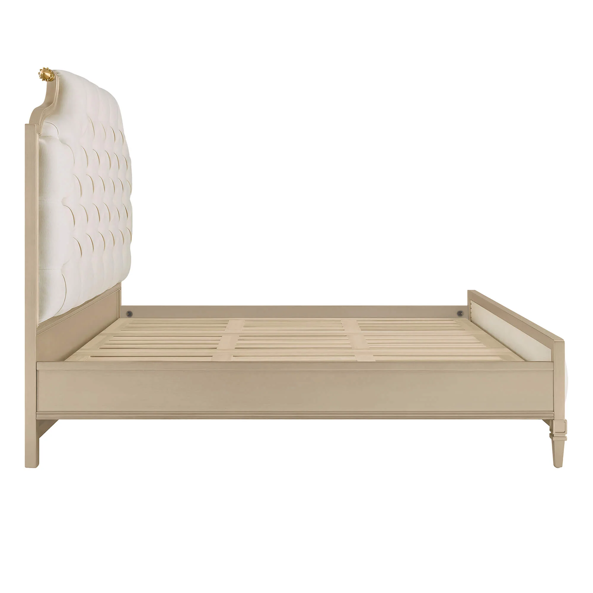 Teresa Classic Birchwood Tufted Upholstered Platform Bed - King Size - Image 4