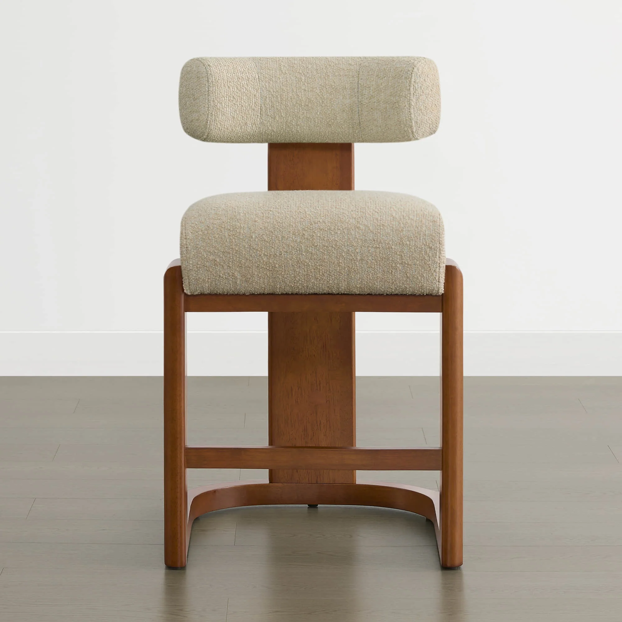 Troy Boucle Counter Stools With Solid Wood - Image 4