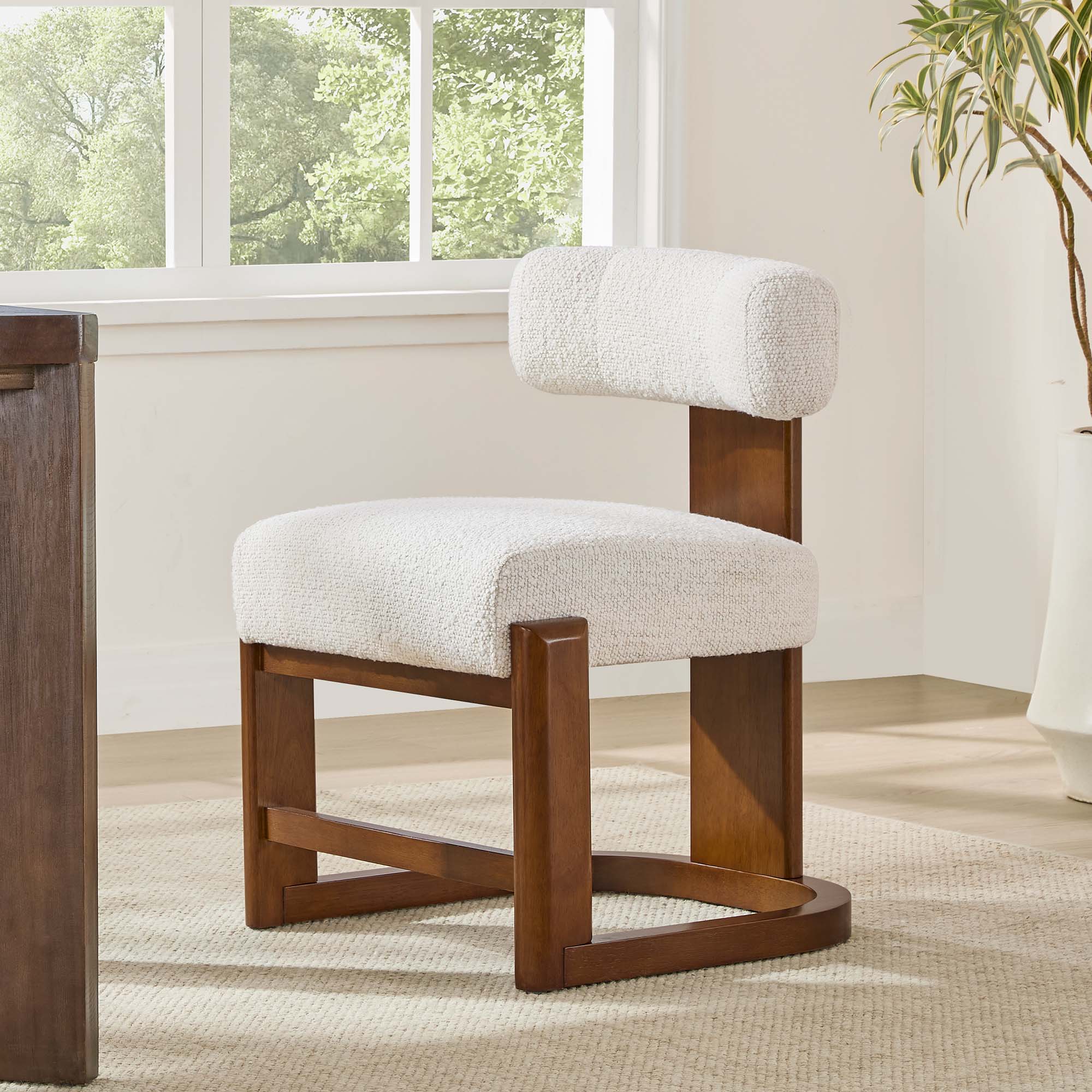 Troy Boucle Dining Chair With Solid Wood - Image 26