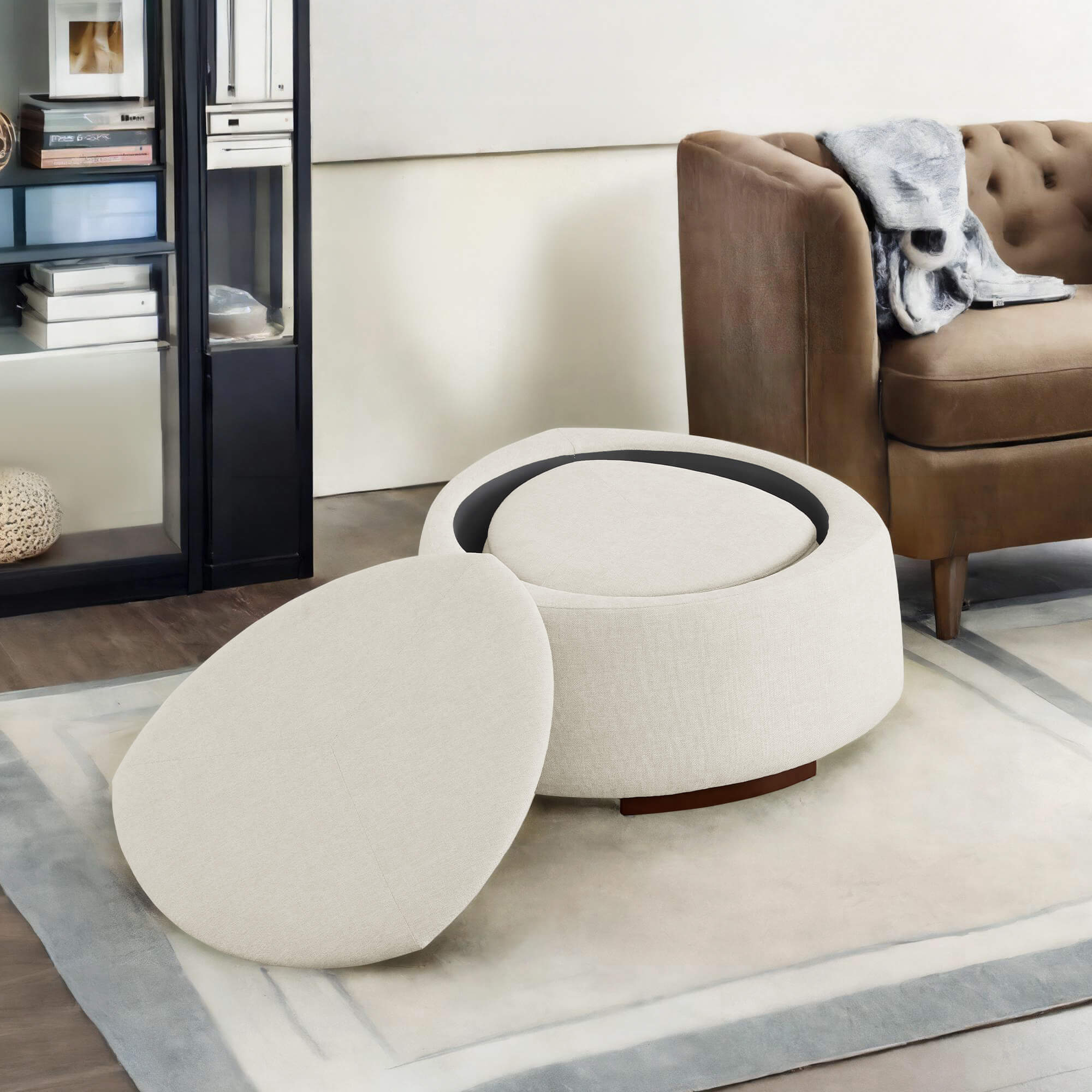Twin Stone-shaped Storage Modern Ottoman - Image 4