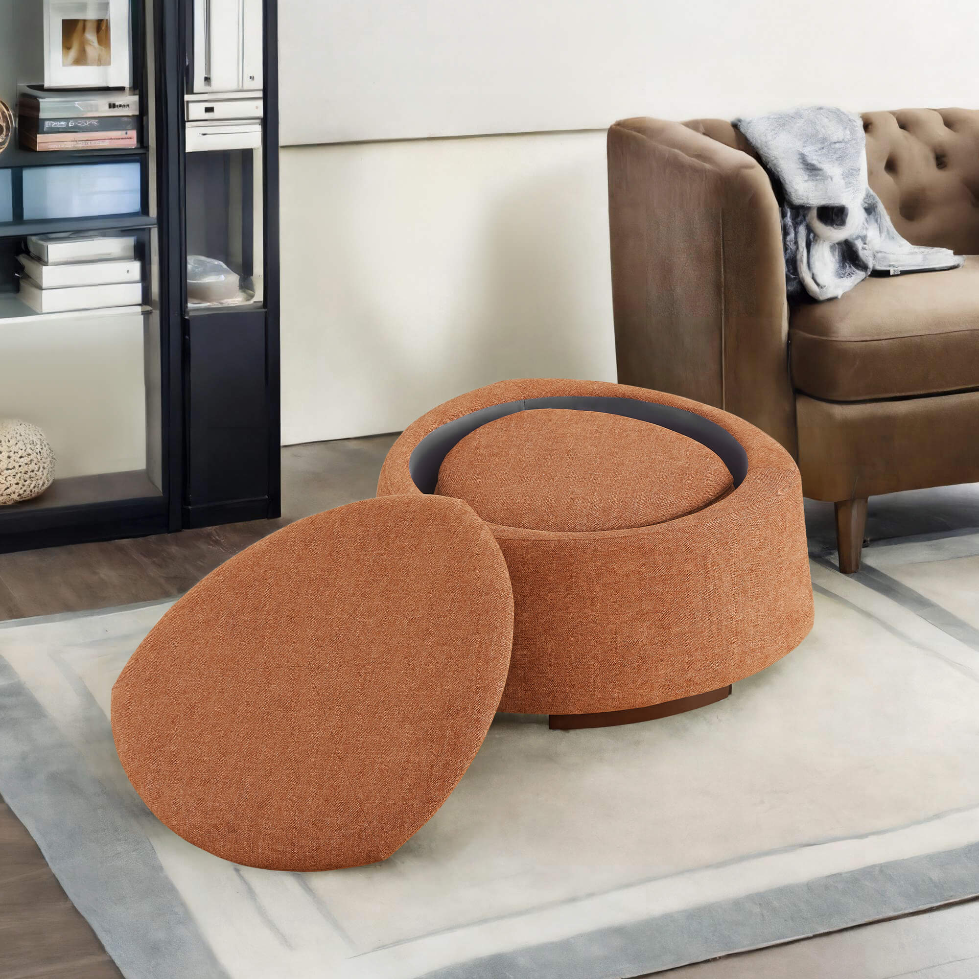 Twin Stone-shaped Storage Modern Ottoman - Image 5
