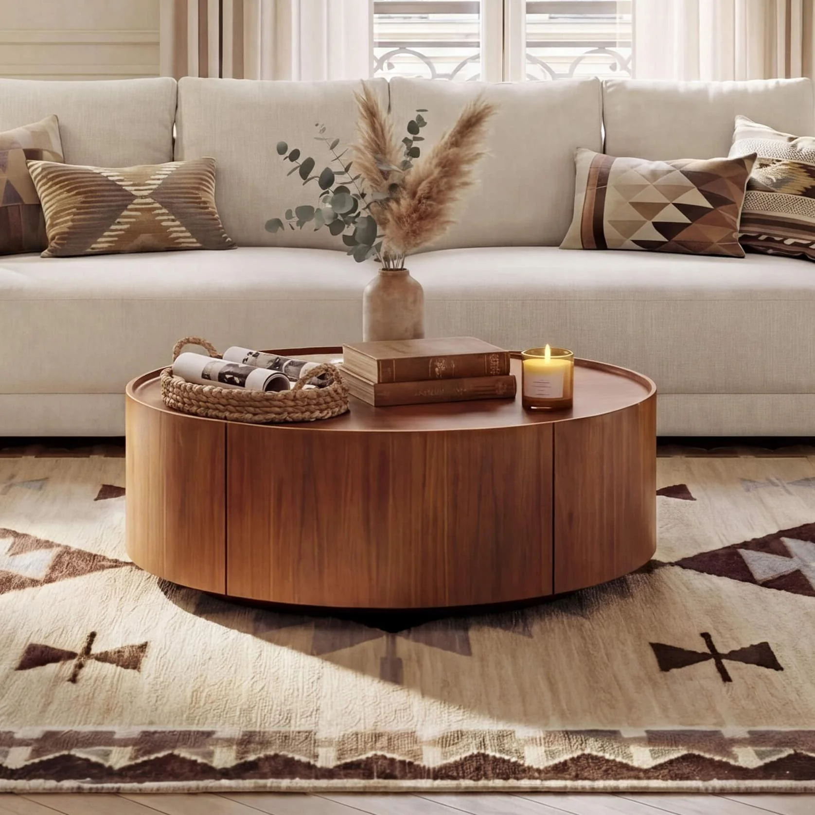 Vanessa Round Coffee Table with Storage - Image 3