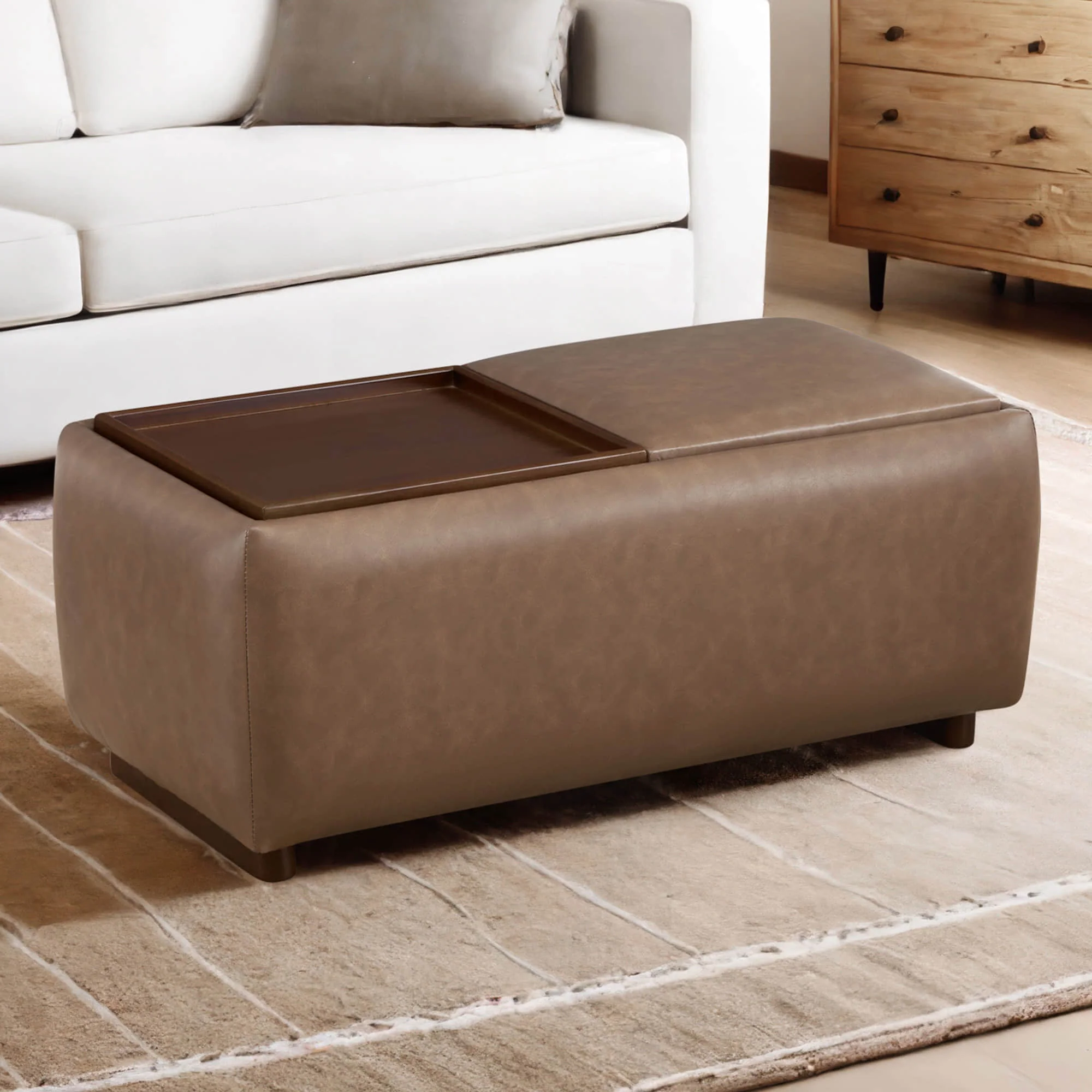 Vault Rectangle Storage Flip Ottoman - Image 4