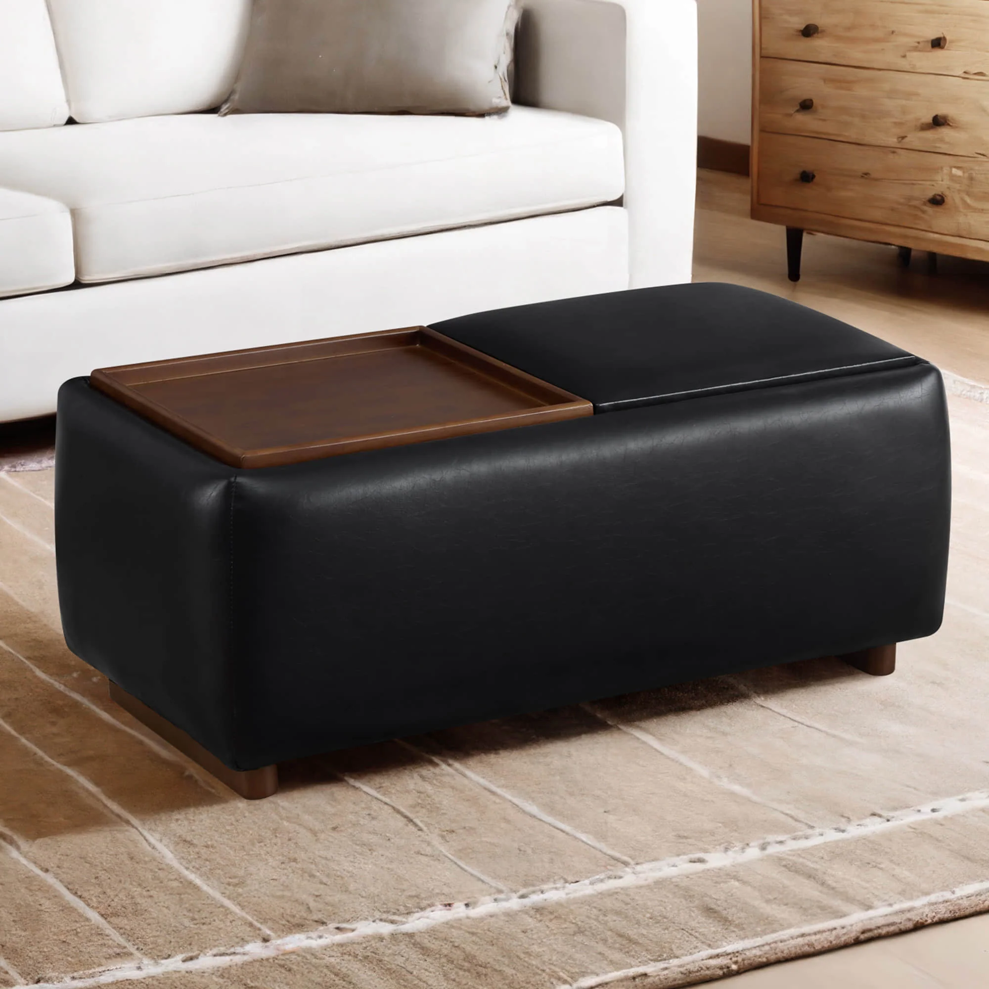 Vault Rectangle Storage Flip Ottoman - Image 5