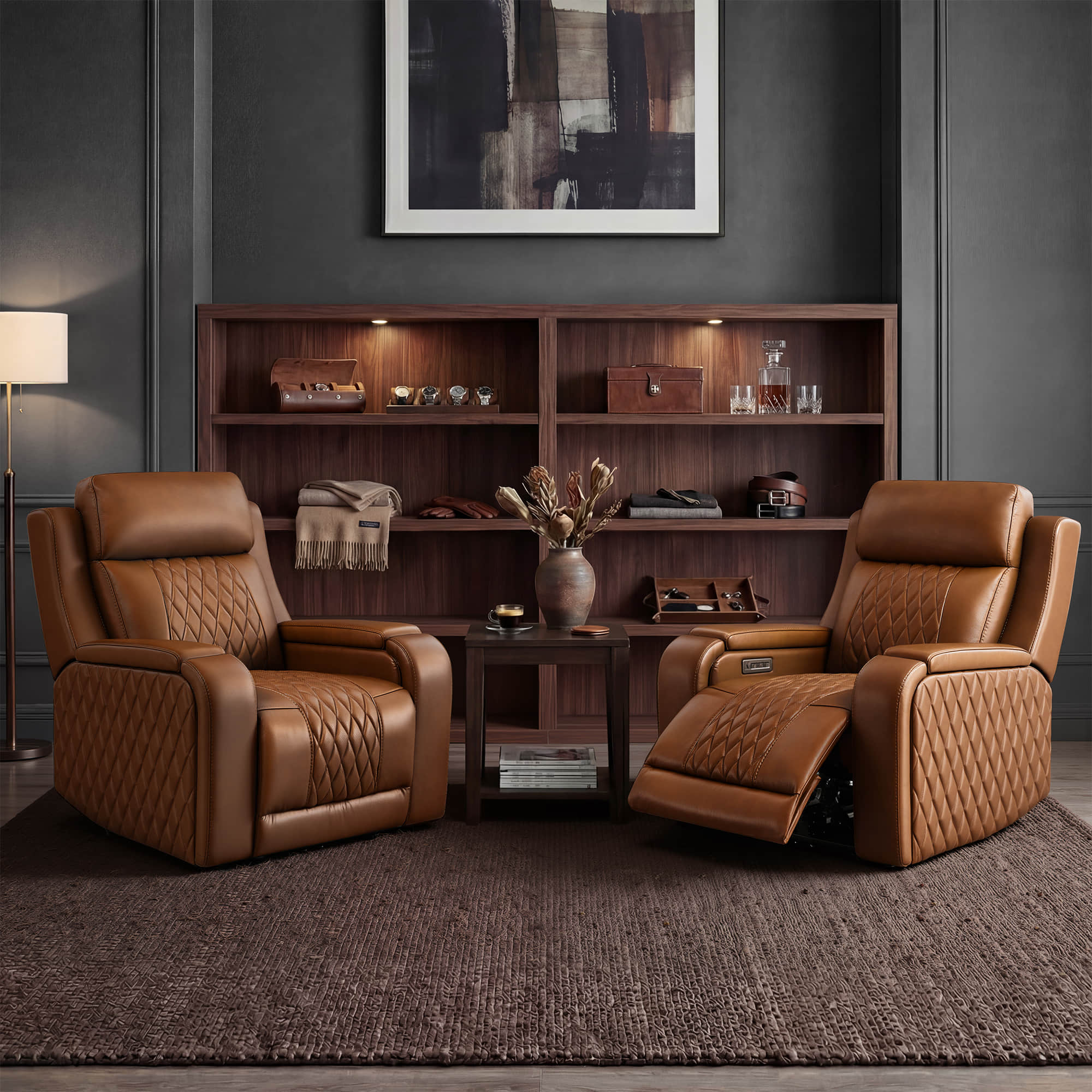 Victor Genuine Leather Power Recliner with Heat & Cooling - Image 46