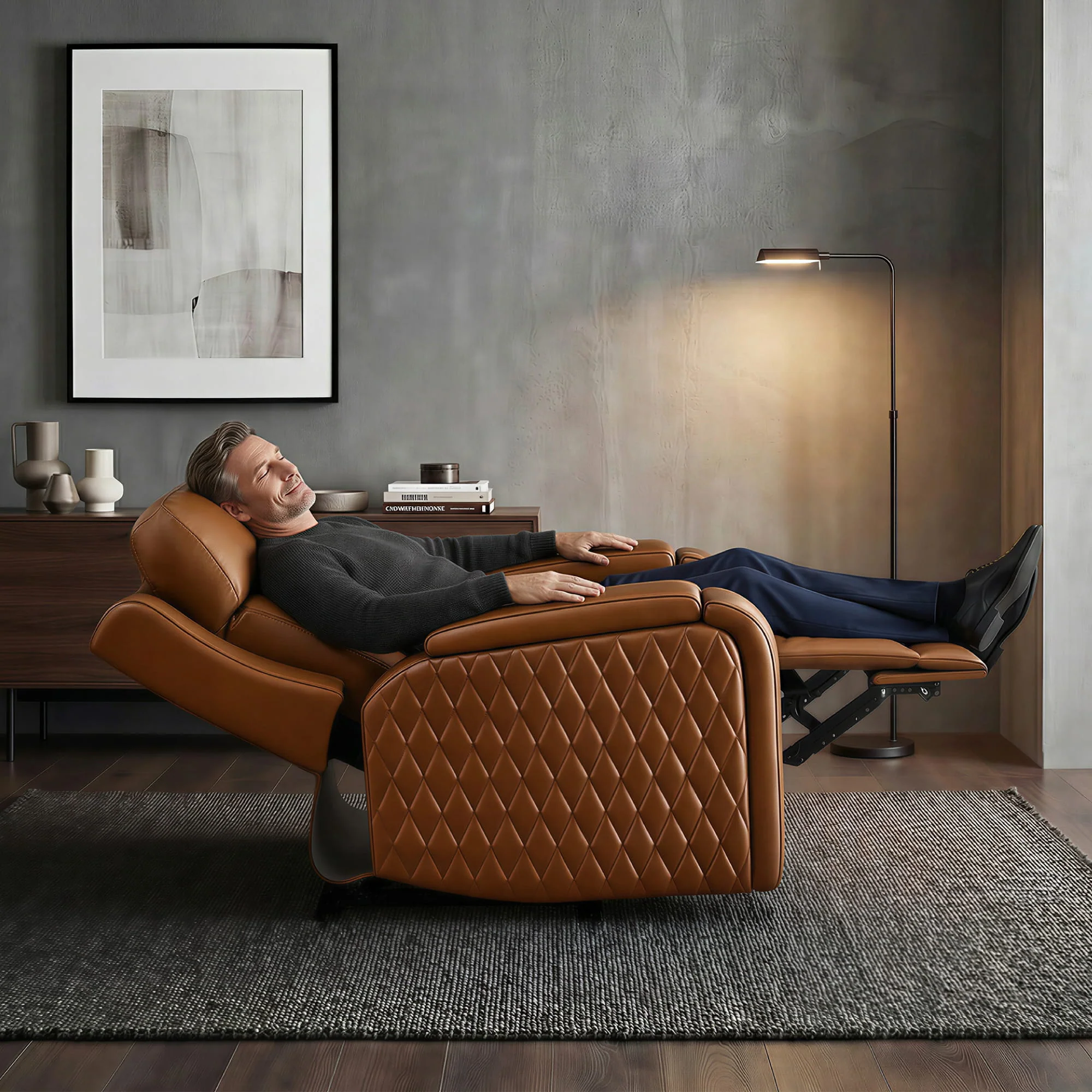 Victor Genuine Leather Power Recliner with Heat & Cooling - Image 58