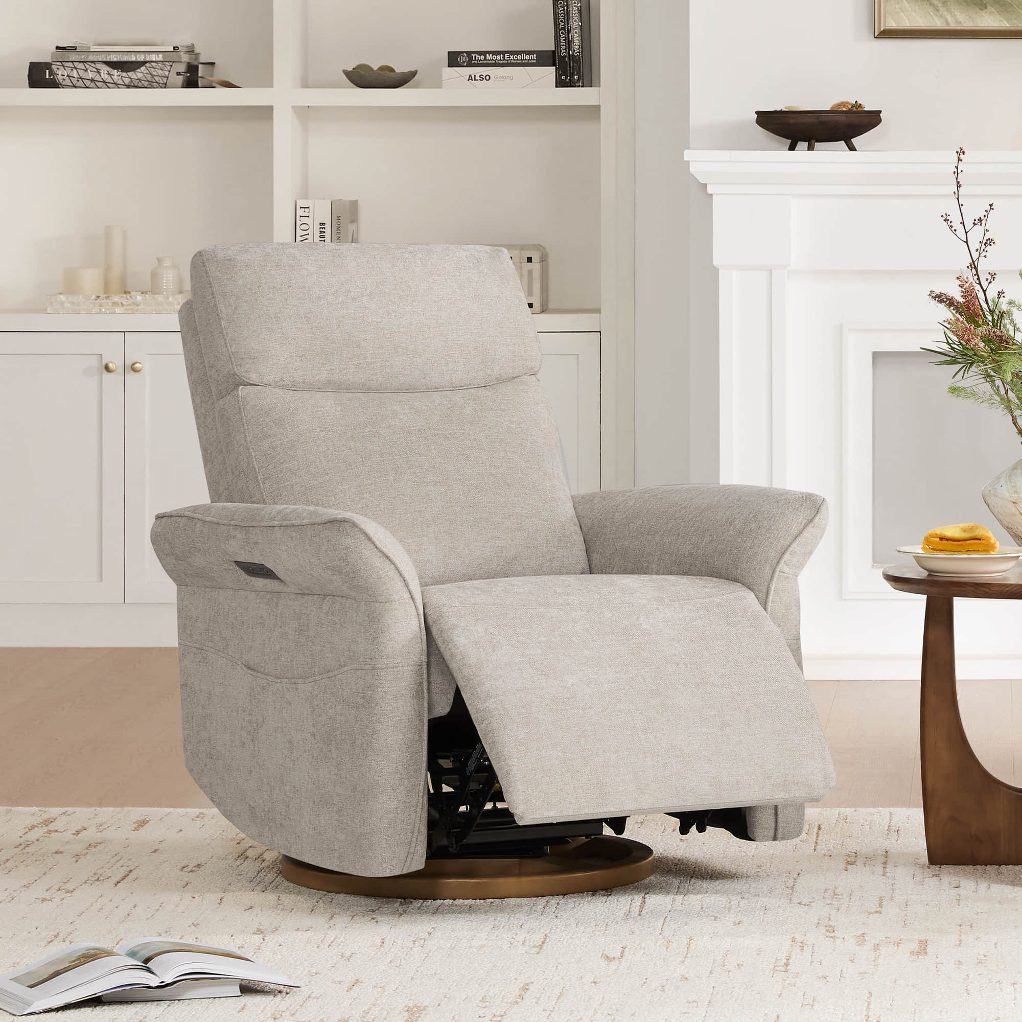 Vinca Modern Power Swivel Glider Recliner with Power Lumbar & Headrest - Image 72