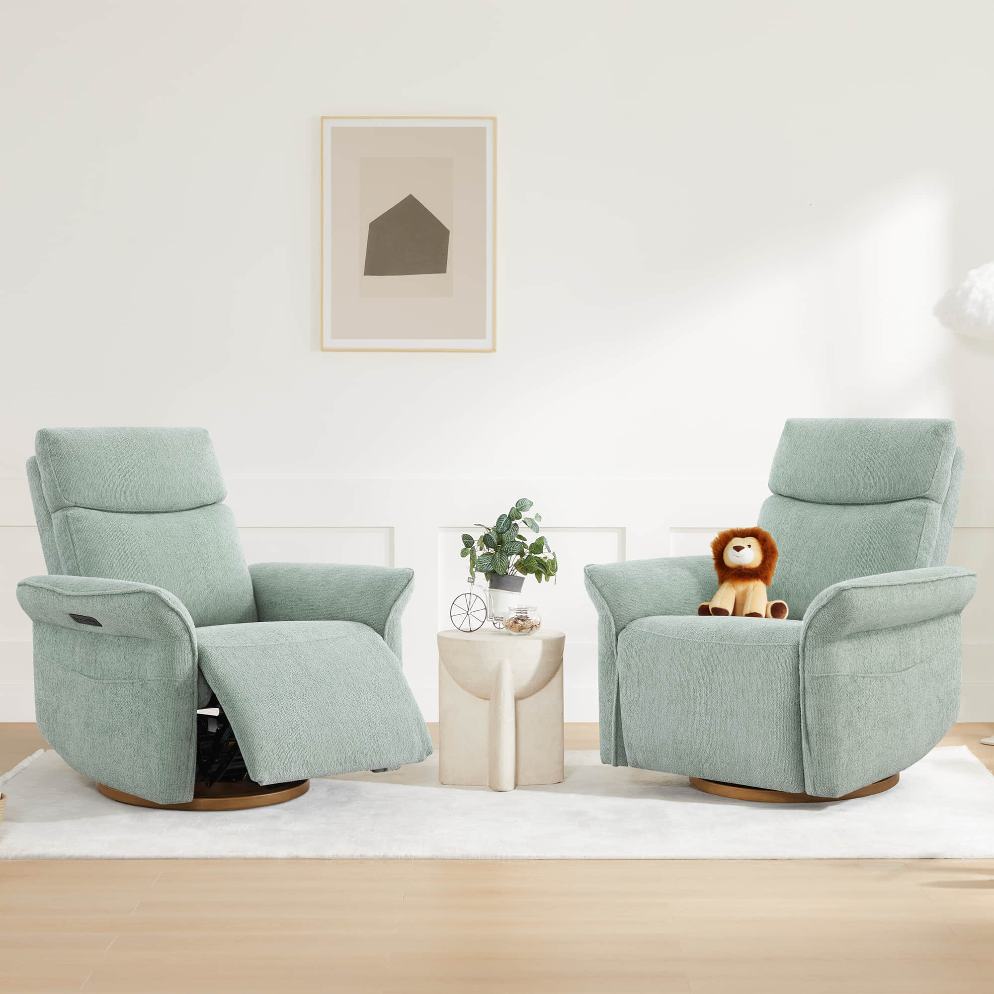 Vinca Power Swivel Nursery Glider Recliner with Power Lumbar & Headrest - Image 99