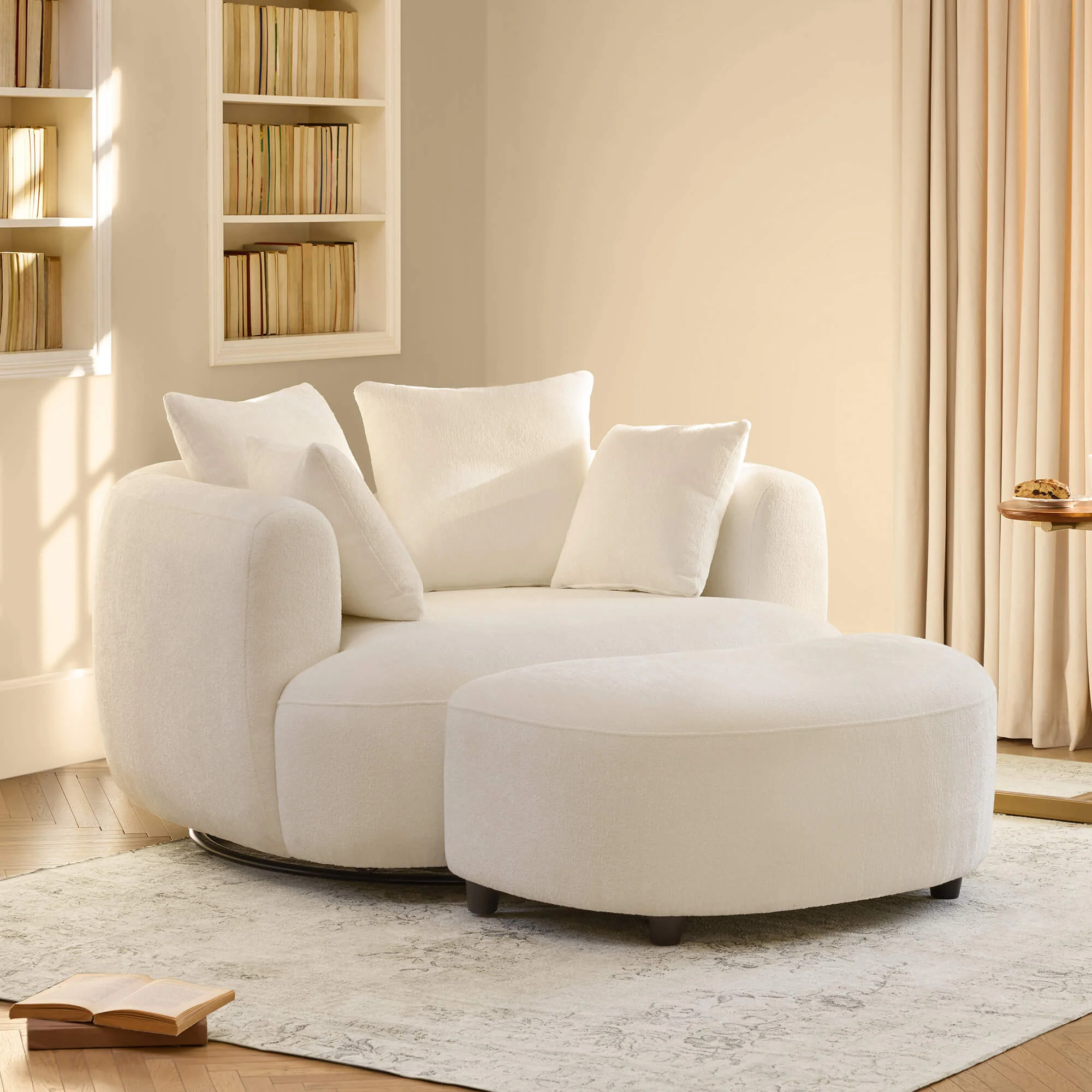 Zenith Round Soft-Touch Swivel 1.5 Seater Armchair - Image 5